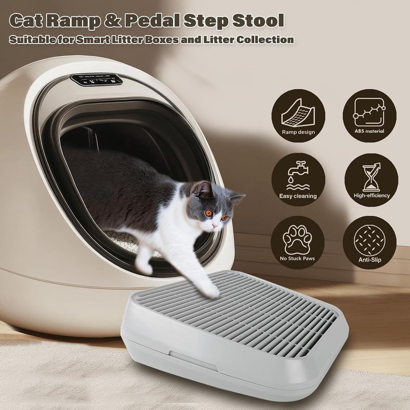 Midollarle Cat Ramp for Litter Box, Cat Pedal Step Stool with Filter Function, Double Layered Cats Litter Trapper Washable Easy Cleaning Kitty Litter Mat Suitable for Small & Elderly Cats(Grey) - Image 2